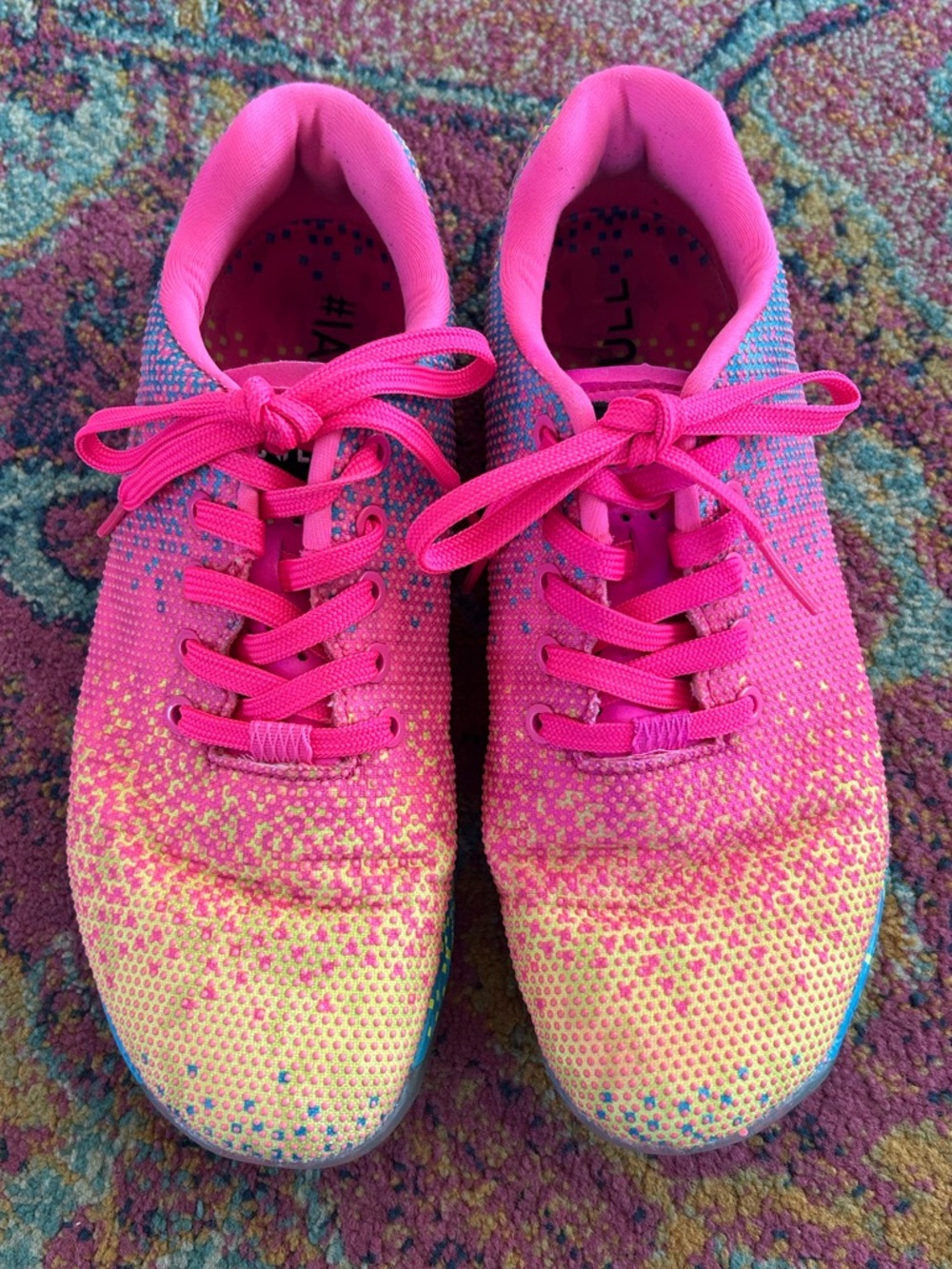 NOBULL | Unisex Bright Pink/Rainbow Glitch Training Shoe Pink Laces Mens 8.5 W10 - Picture 4 of 16